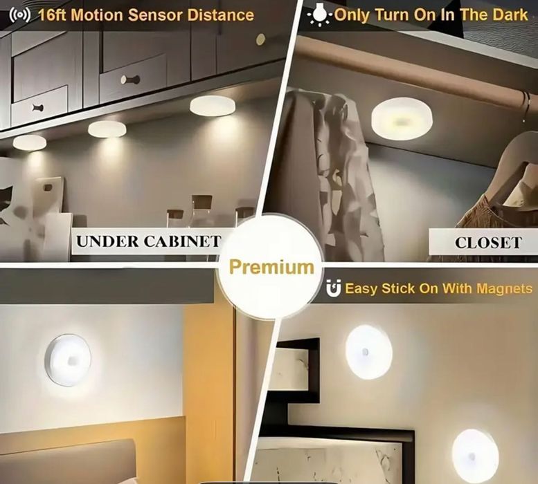 „LED нощна лампа с датчик за движение – безжична/USB