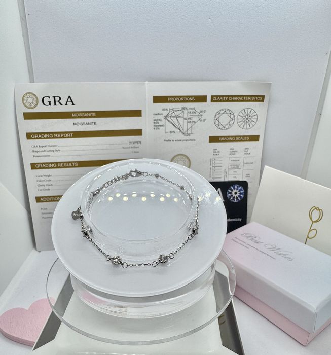 Сребърна гривна с мойсанит (диамант) 0.5 карата