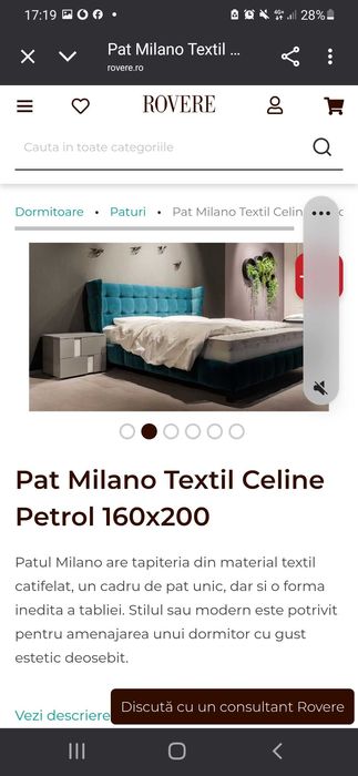 Pat Milano ( rovere) textil celine petrol 160x200