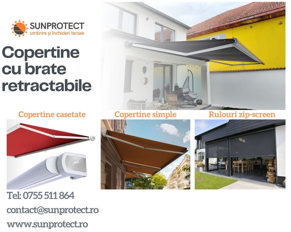 Copertine/Marchize retractabile. Casetate, Simple, Verticale, Zip