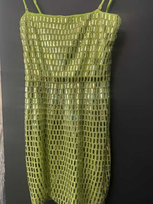 Зелена къса рокля  Ohpolly с камъни с етикет нова