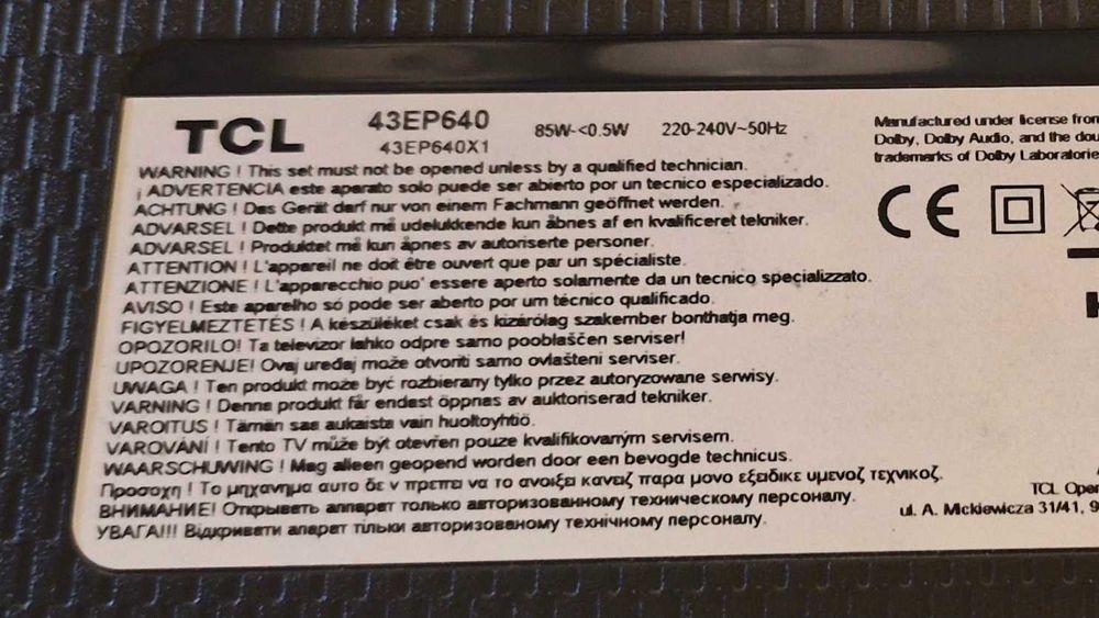 TCL 43EP640 части