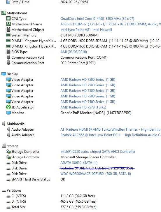 Desktop PC i5 - 4460 la 3300 Mhz, 8gb DDR3, SSD, sursa 700W