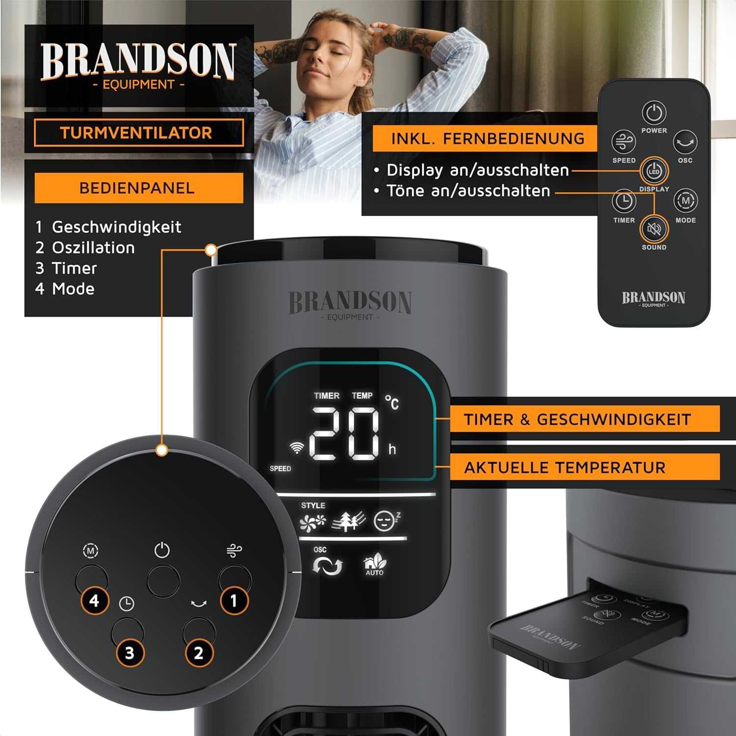 Brandson ECO Tower вентилатор с DC мотор