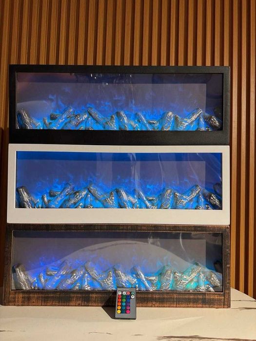 Изкуствена LED камина, Електрическа, Реалистични пламъци, 61х21х11 см