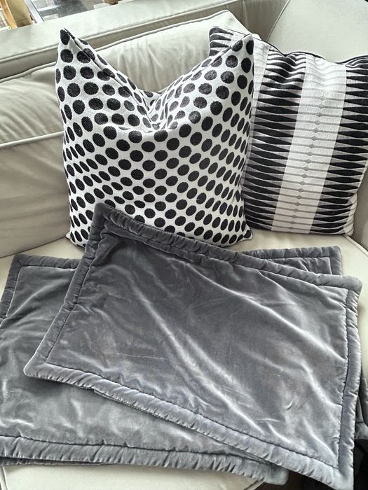 Set 12 Fețe perna catifea gri borduri groase 2 marimi 40x64cm 60x64cm