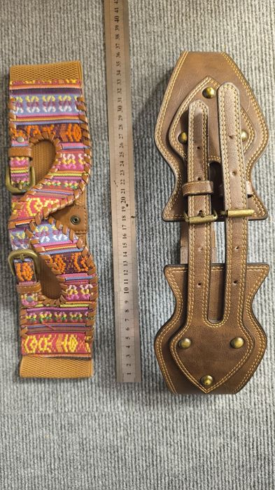 Широкий ремень 2шт (текстиль и кожа)