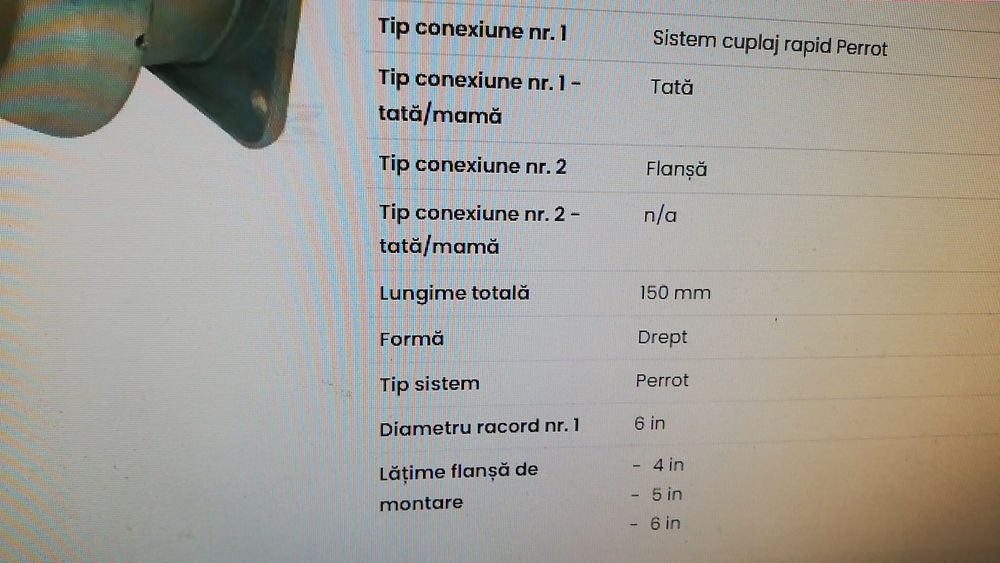 Cupla tip Perrot tata 6 toli cu flansa, pentru vidanja