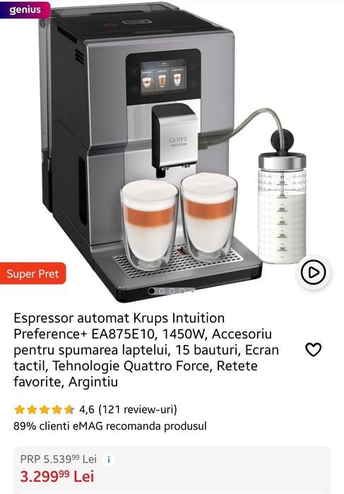 Espressor automat Krups Intuition Preference +