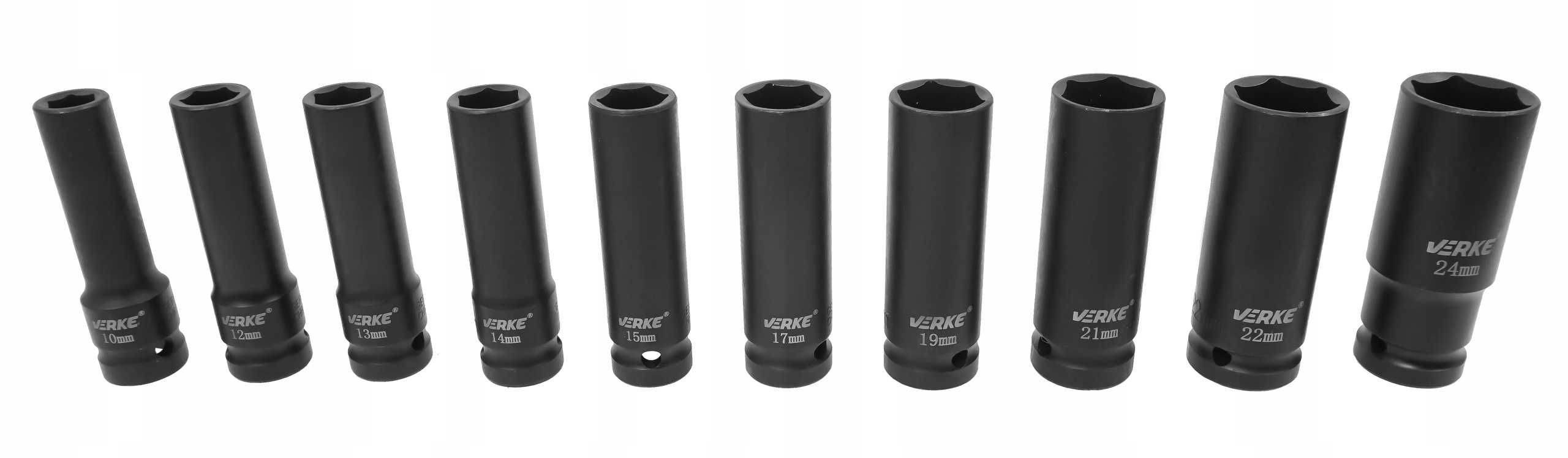 Set chei tubulare impact lungi ½ 10 piese 10-24mm (V39467)