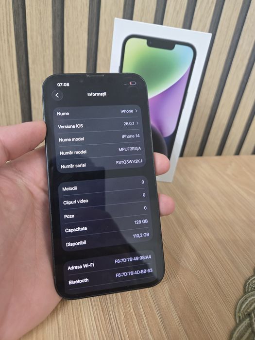 iPhone 14 Midnight 98% baterie originală!