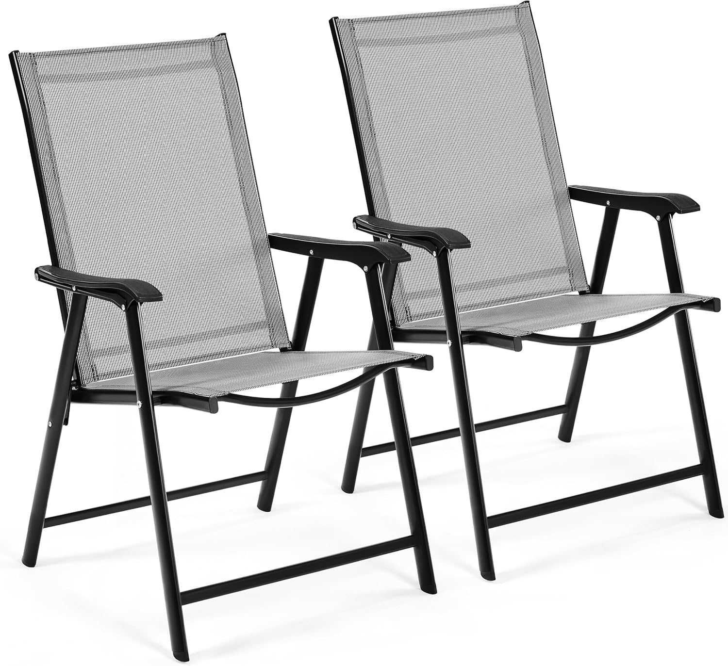 Set 2 scaune gradina pliante, cadru metal |YT 592830 Gray(2pcs)
