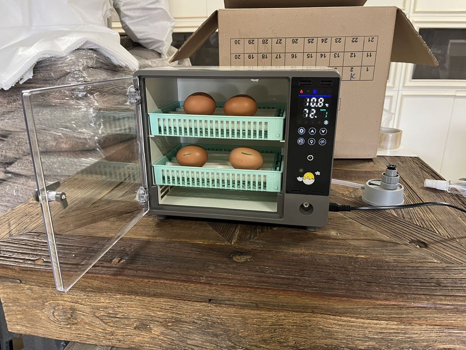 Инкубатор за яйца, 24 яйца, автоматичен контрол на влажността, PID кон