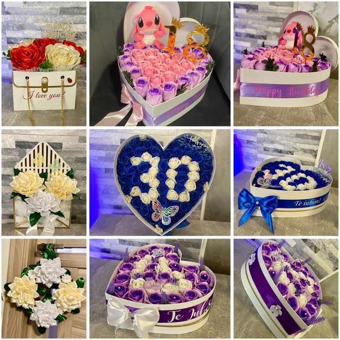 Aranjamente florale / Buchete din trandafiri de sapun sau satin