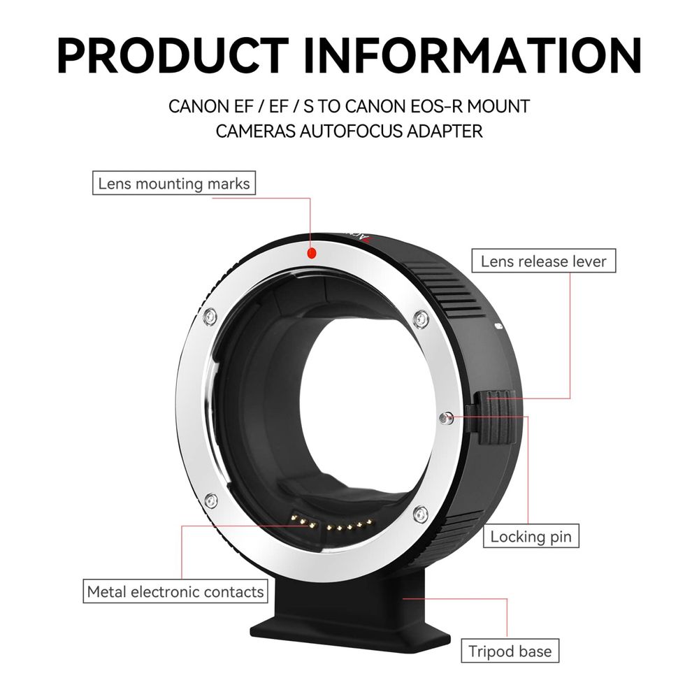 Адаптер за обектив EF-EOS R Autophocus за Canon EOS-R Mount/EXIF
