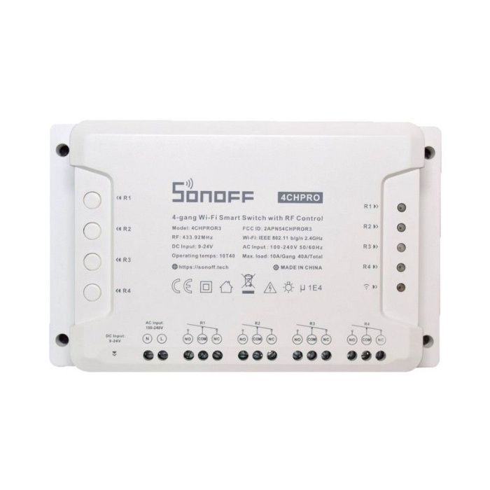 Sonoff 4CH PRO R3- WiFi управляемо реле AC/DC с 4 изхода 10A + RFконтр
