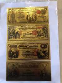 Пълен комплект златни сувенирни банкноти-USA