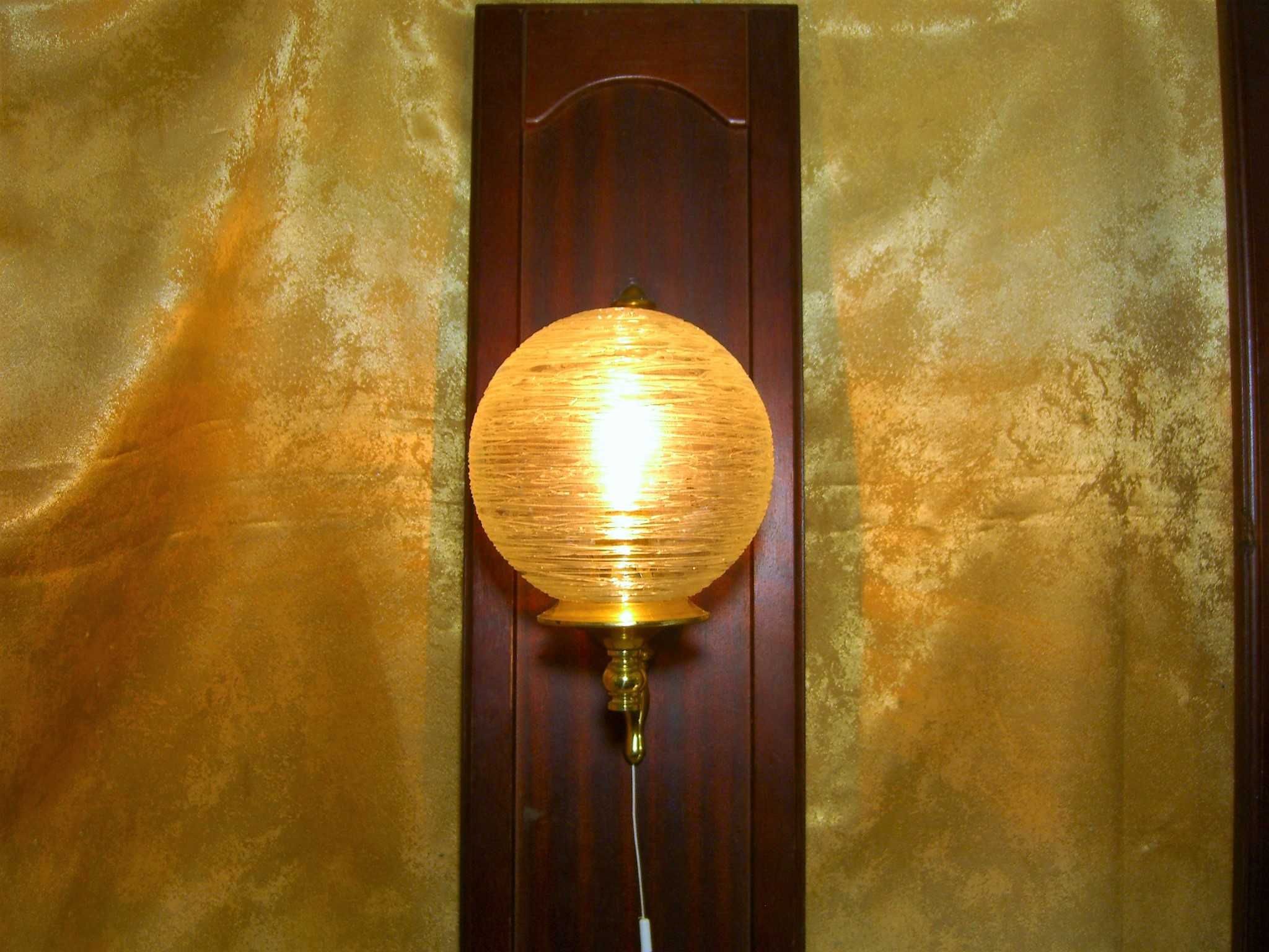 Aplice electrice panou mahon, bronz dore sticla Murano vintage