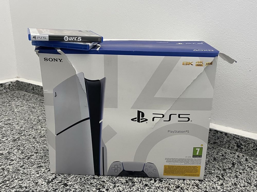 PS5 de 1TB•2Controlere•Incarcator Controlere•Geanta•4Jocuri•Cutie