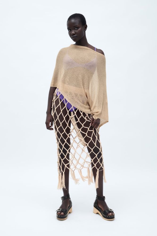 Плетена пола с мъниста ZARA
