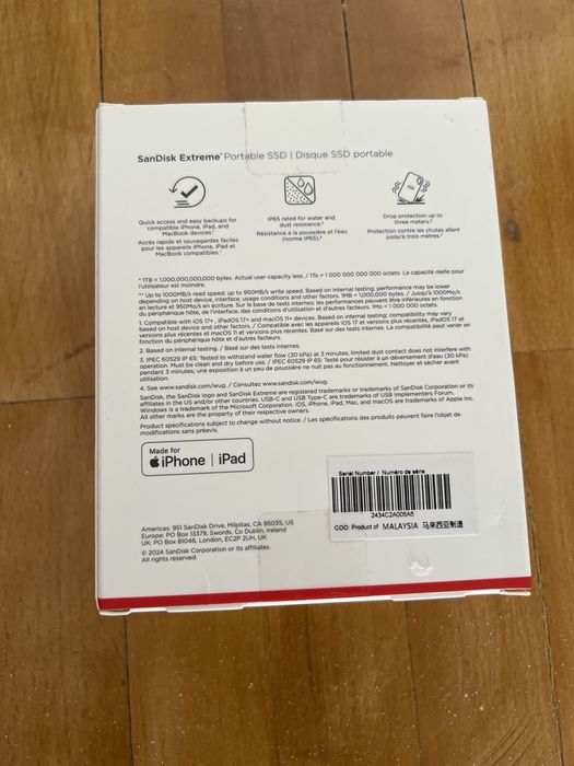San Disk Extreme Portable SSD 2TB