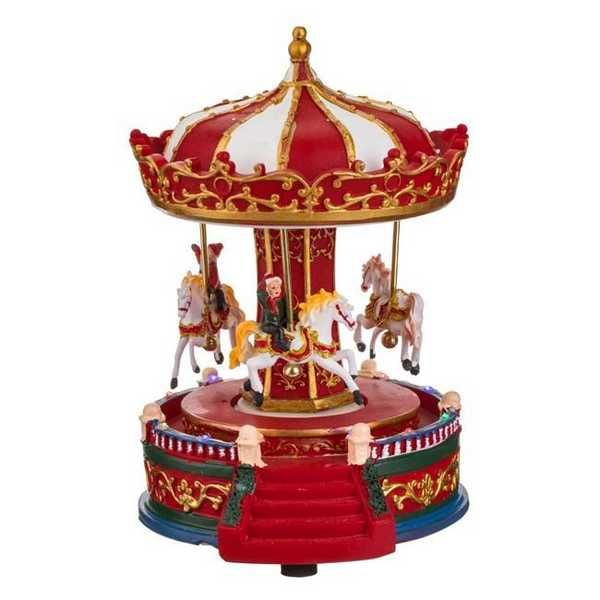 Коледна музикална въртележка Mercado Trade, LED осветление, Червен