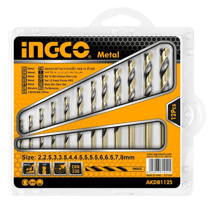 Set 12 burghie metal hss 2-8mm ingco
