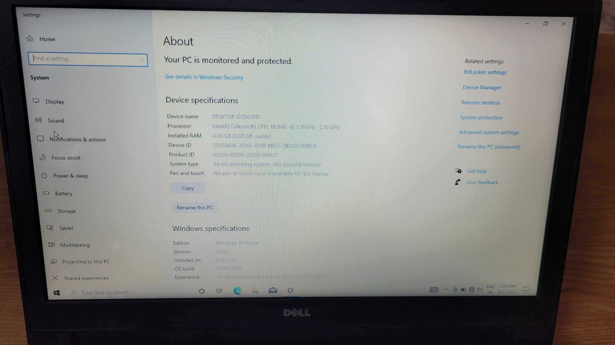 Laptop Dell N2840 2.16GHz 4GB , Black