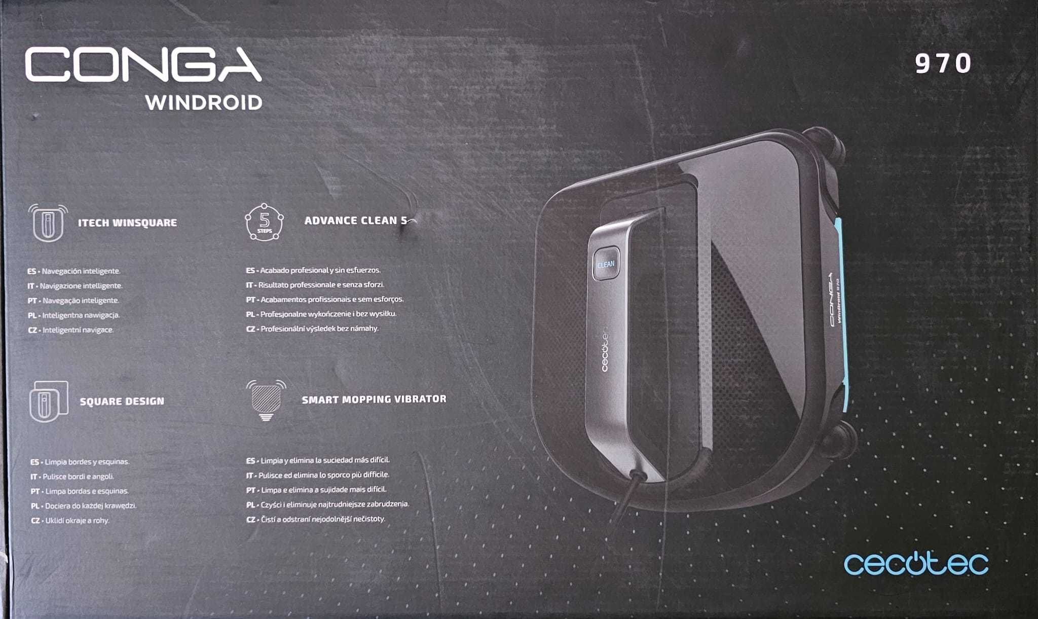 Robot inteligent pentru curatarea geamurilor Conga WinDroid 970, Negru