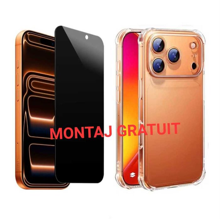 Pachet iPhone 17 Pro Max / Air - Husa AntiSoc + Folie Sticla Privacy