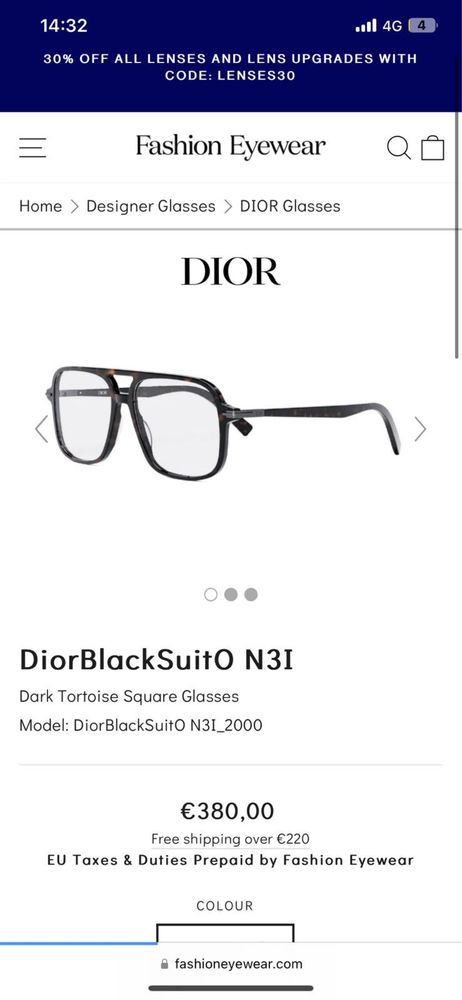 Очила на DiorBlackSUitO N3I