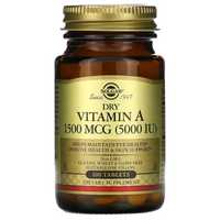 Vitamin A Solgar, Сухой витамин А, 1500 мкг (5000 МЕ), 100 табл USA