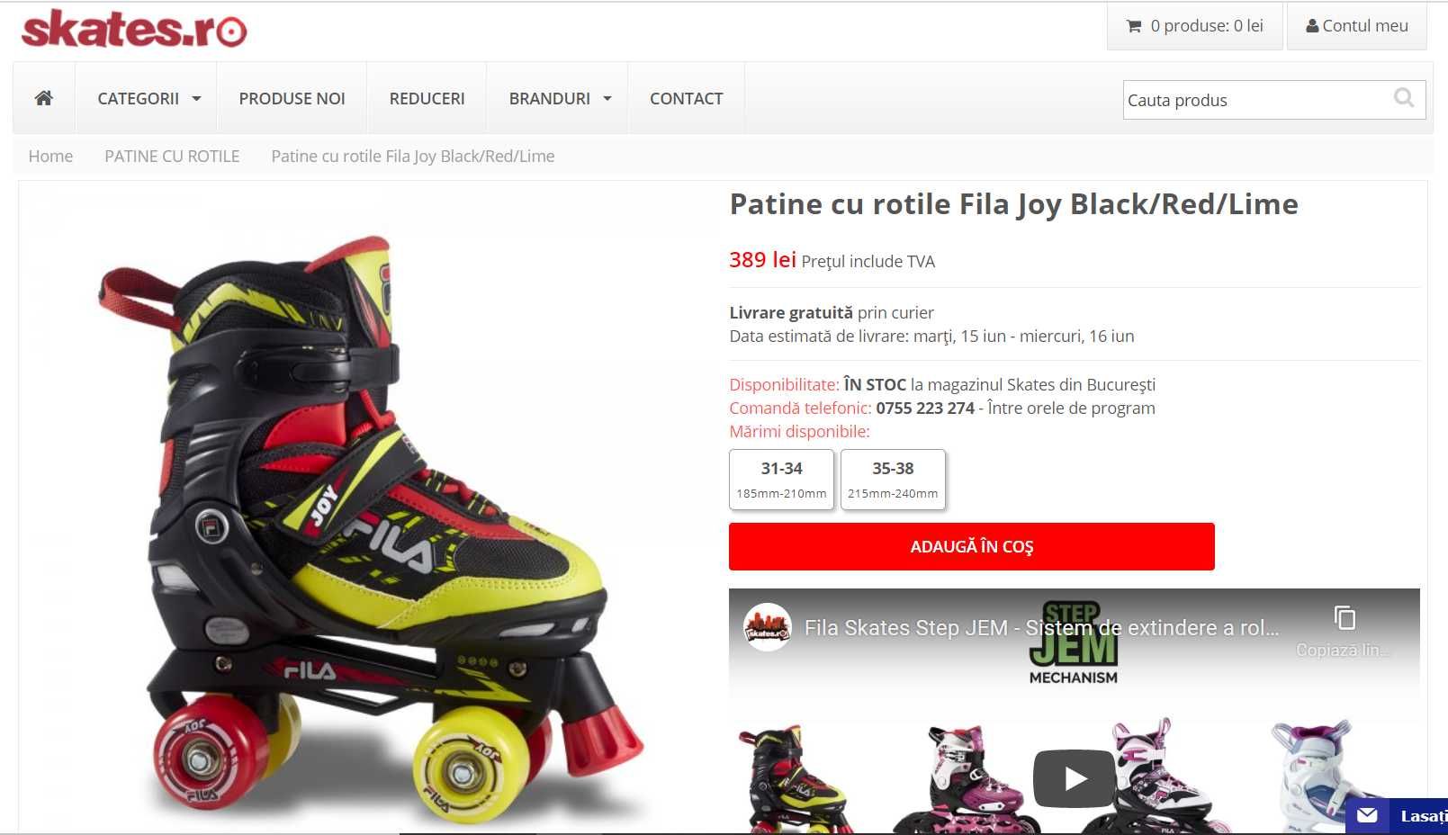 Role Fila Skates Joy Black/Red/Lime marime 35-38