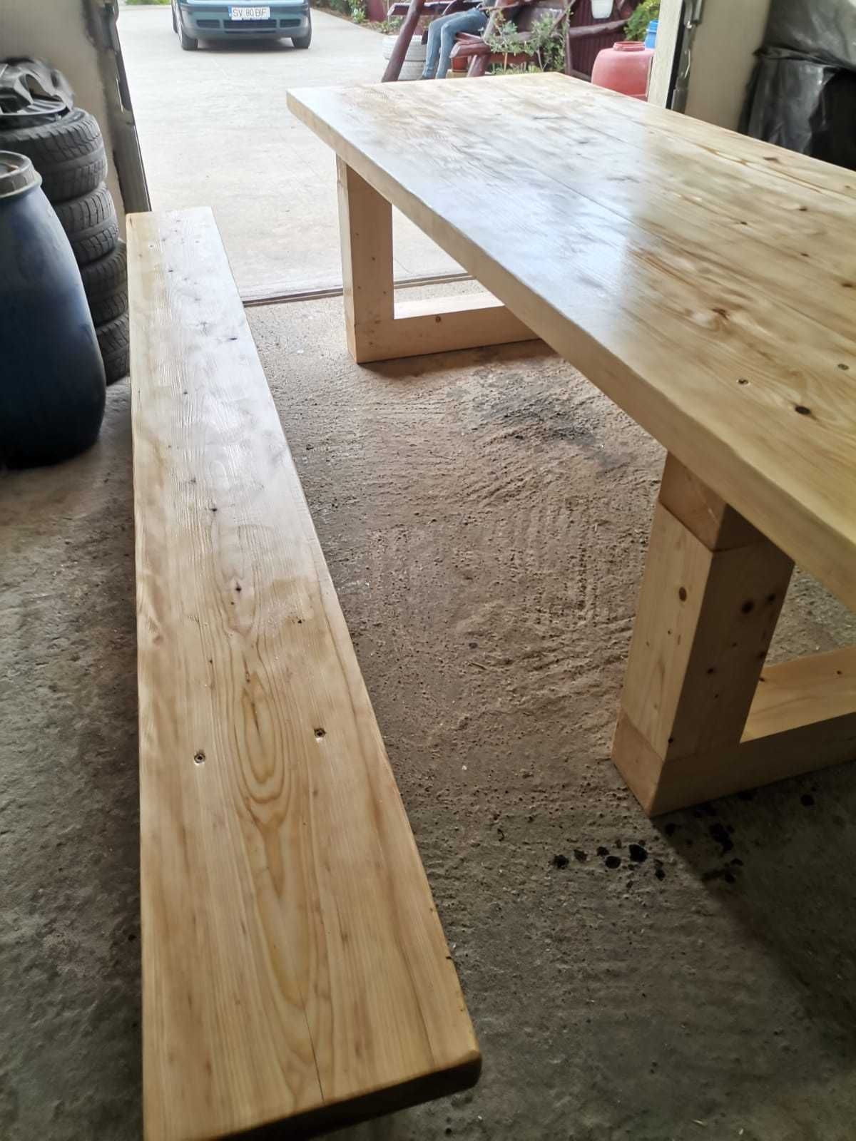 Masa cu bănci lemn masiv