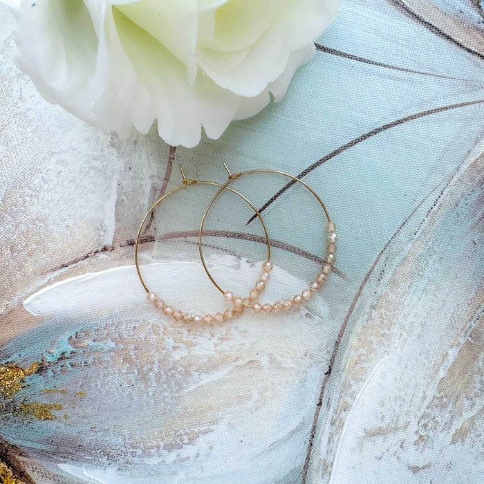 Ръчно изработени обеци Халки от Неръждаема стомана с Цирконий