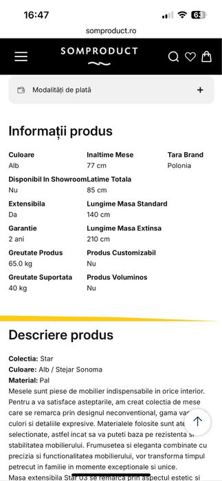 Masa living extensibila