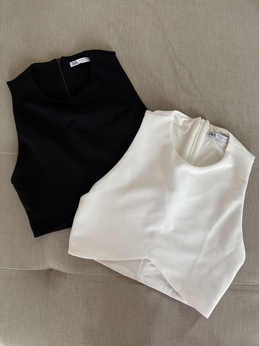Бял и черен топ ZARA