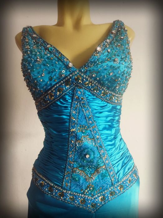 Superba rochie gala albastra eleganta S