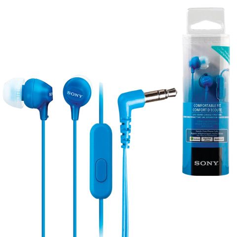 Наушники Sony MDR-EX15AP, mini jack 3.5 mm, синий