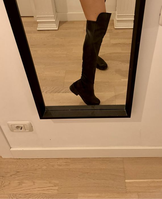 Cizme over the knee negre piele 37
