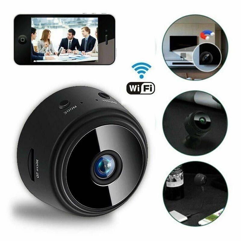 Мини Панорамна Камера PIMPOM, A9, WiFi Camera,IP Бебефон,Черна