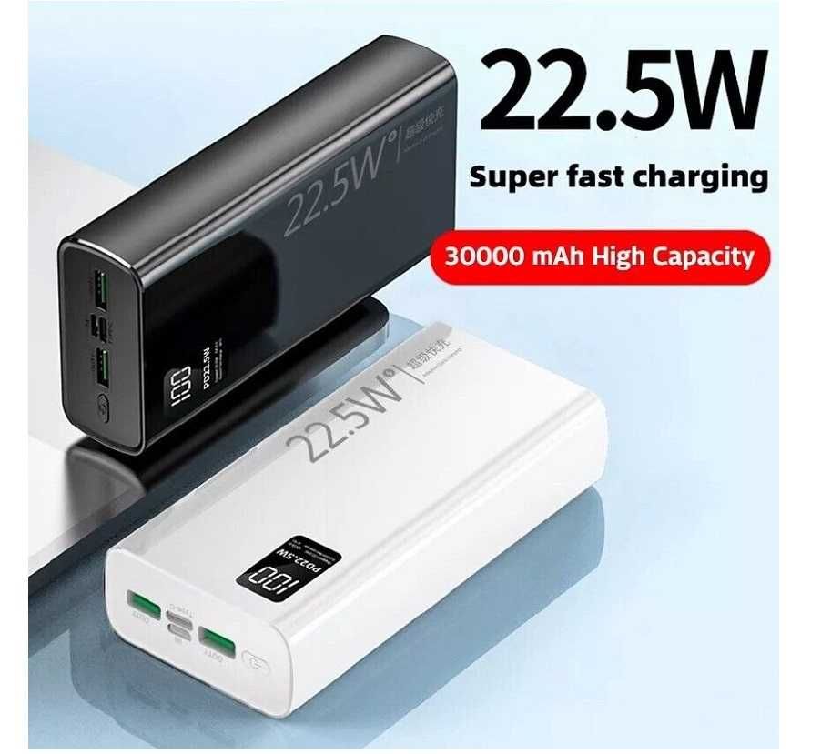 baterii externe 30000mA powerbank superfast charge 22,5w , afisaj