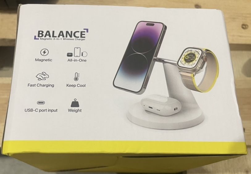 3в1 магнитно безжично зарядно за iPhone, iWatch, AirPods