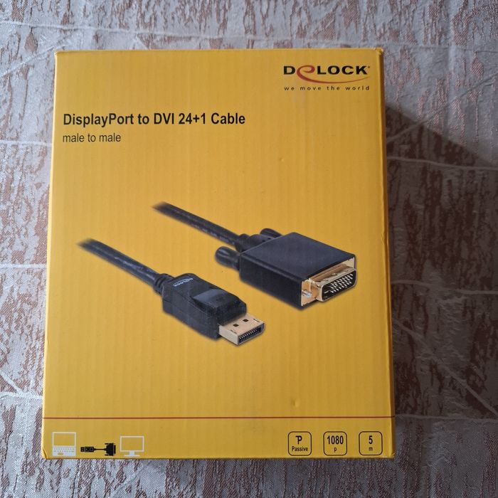 DeLock DisplayPort към DVI (24+1) кабел 5м – чисто нов