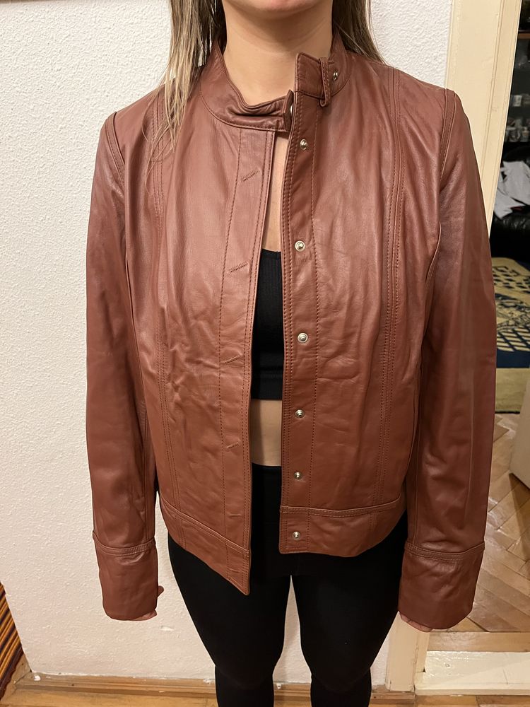 Geaca piele maro Massimo Dutti L