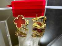 Van Cleef & Arpels VCA Gold Red Alhambra Clips Clover Дамски Обеци