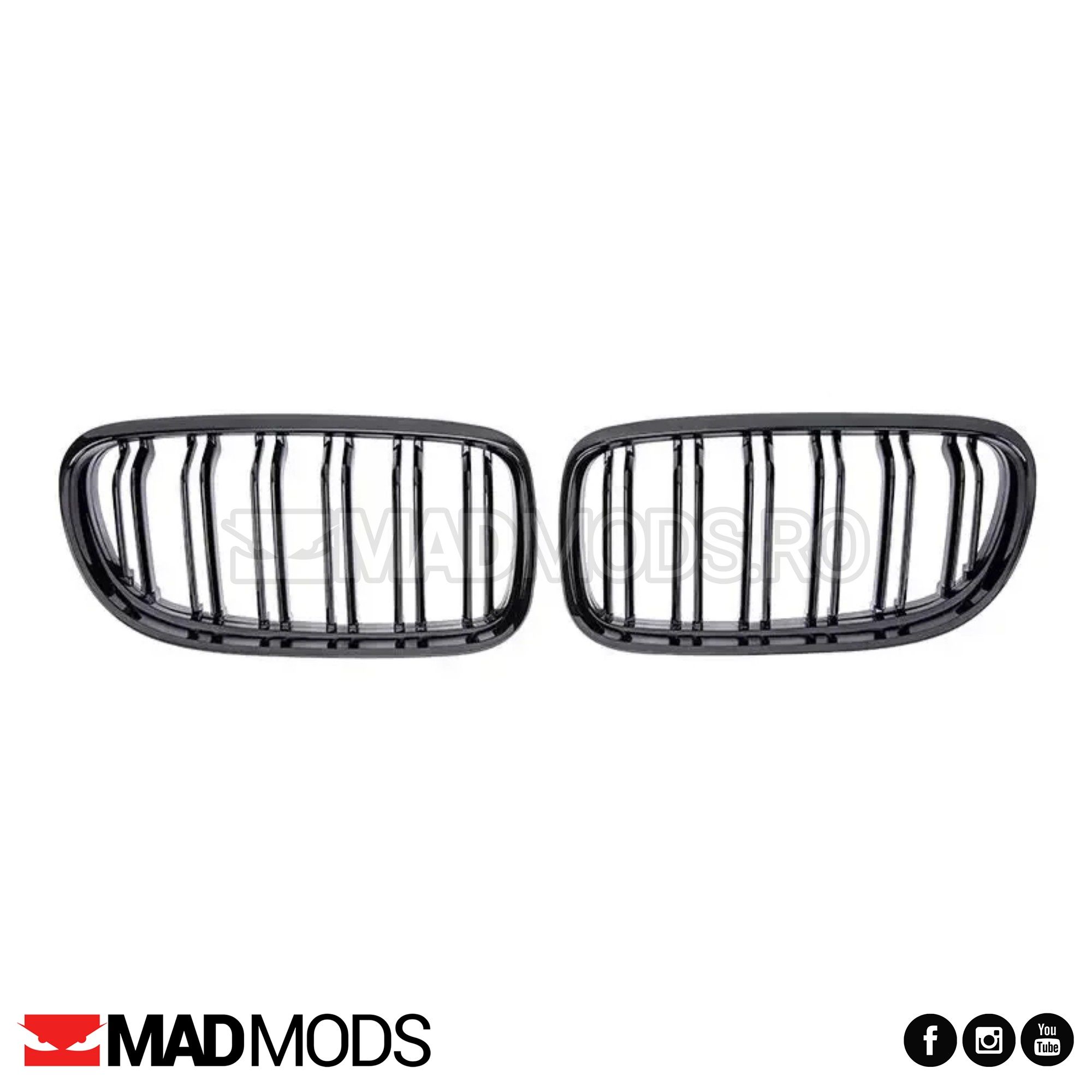 Set grile duble M BMW Seria 3 E90 / E91 LCI FL Facelift, Negru lucios