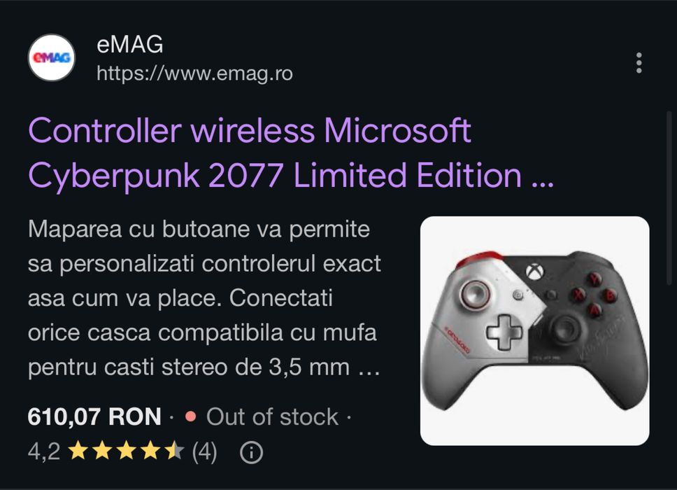 Controller Xbox One Cyberpunk 2077 – ediție limitată