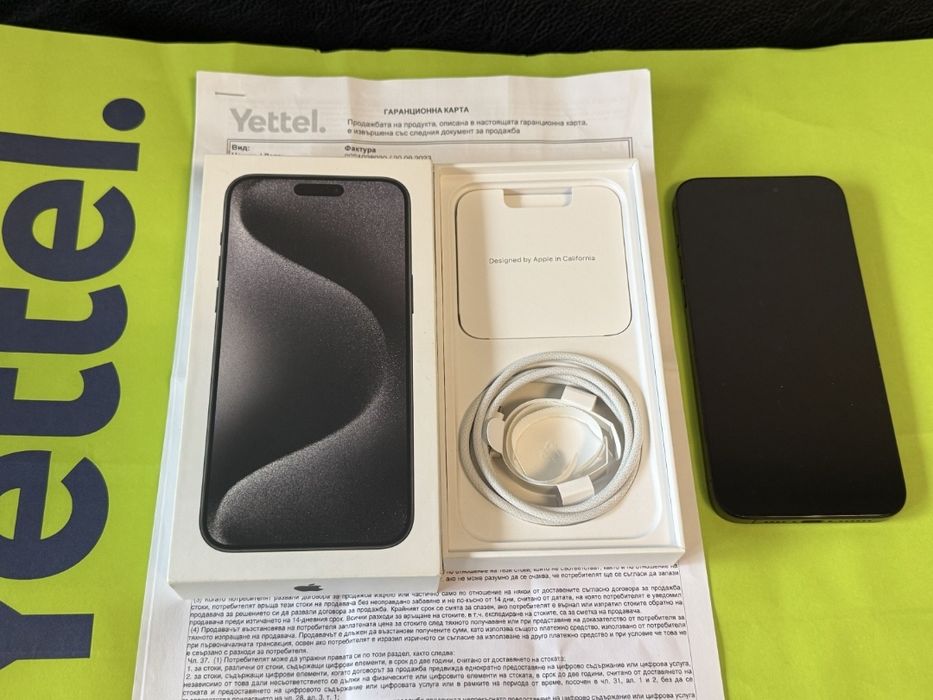 КАТО НОВ 256GB iPhone 15 Pro Max Yettel Гаранция 2026 Black / Черен