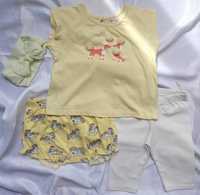 Set pentru fetiță: tricou Mango 12-18m, pantaloni scurți 2buc și